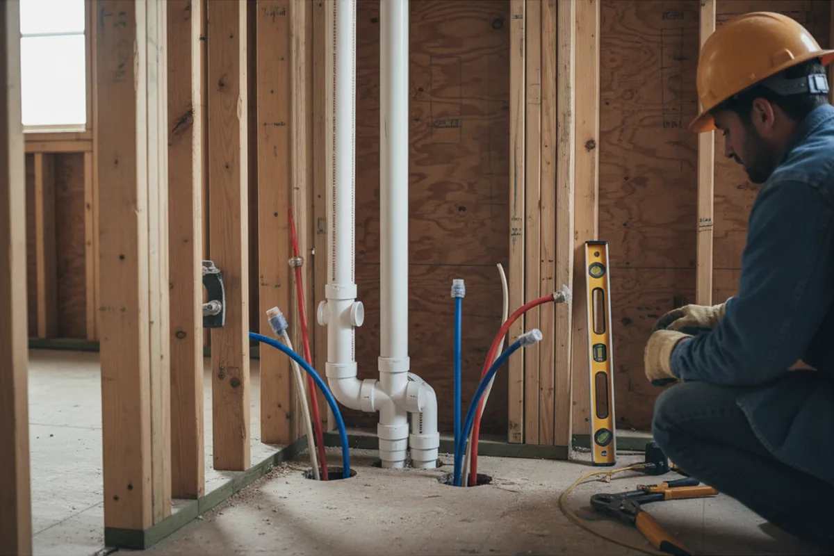 Drain and supply rough-in during Leak Detection in Stockbridge