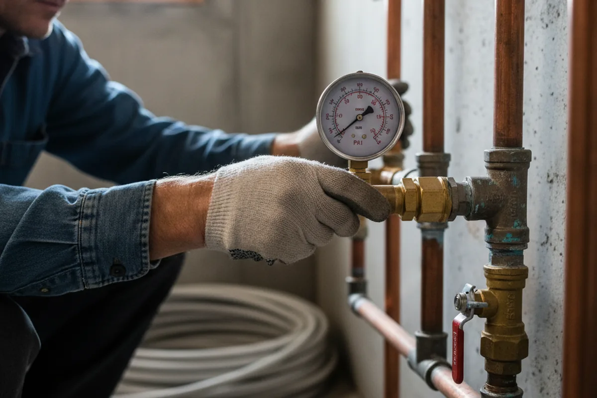 Pressure testing a repaired line during Water Line Repair in Stockbridge